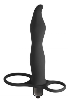 Вибронасадка для двойного проникновения Flirtini - 15,9 см, цвет: черный