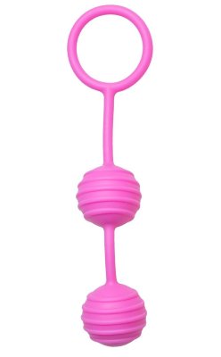 Вагинальные шарики с ребрышками Pleasure Balls, цвет: розовый