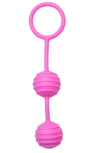 Вагинальные шарики с ребрышками Pleasure Balls, цвет: розовый