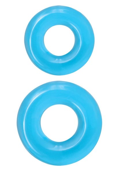 Набор из двух эрекционных колец Double Stack, цвет: голубой