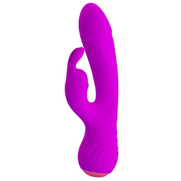 Вибромассажер Broderick с клиторальным стимулятором - 17,9 см, цвет: лиловый