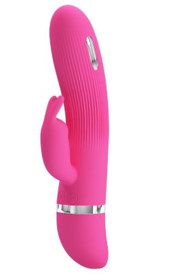 Вибратор Ingram с электростимуляцией - 19,2 см, цвет: розовый