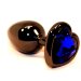 Черная пробка с синим сердцем-кристаллом - 7 см