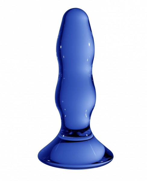 Стеклянная анальная пробка Chrystalino Pleaser, цвет: синий - 11,5 см