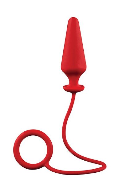 Эрекционное кольцо с анальной пробкой Menzstuff 4inch Single Ring Anal Plug, цвет: красный