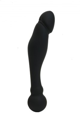 Изогнутый двусторонний фаллоимитатор - 18 см, цвет: черный