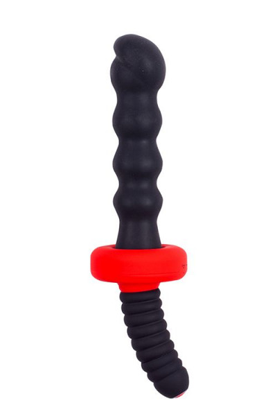 Двусторонний вибромассажер Menzstuff Ass Dagger Knotted для анальной стимуляции, цвет: черный - 30 см