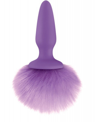 Анальная пробка Bunny Tails Purple с заячьим хвостом, цвет: фиолетовый