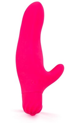Вибратор с клиторальным отростком - 17 см, цвет: розовый