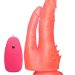 Анально-вагинальный вибромассажер на присоске - 17 см, цвет: розовый