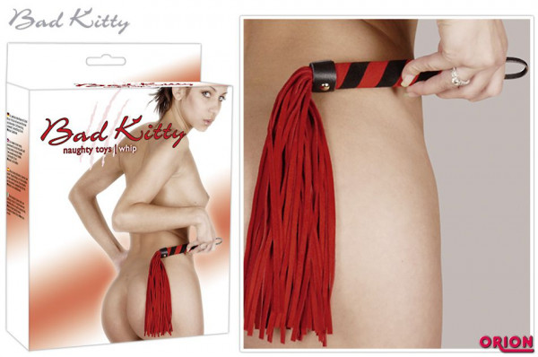 Замшевая плетка Bad Kitty Whip, цвет: красный - 38 см