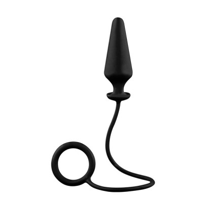 Эрекционное кольцо Menzstuff 4inch Single Ring Anal Plug с анальной пробкой, цвет: черный