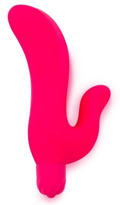 Вибратор с клиторальным отростком - 18 см, цвет: розовый