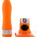 Водонепроницаемый вибратор на присоске со сменной панелью управления, цвет: оранжевый - 19 см