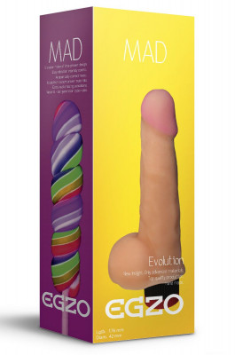 Вибратор EGZO Mad Lollipop, цвет: телесный - 17,6 см