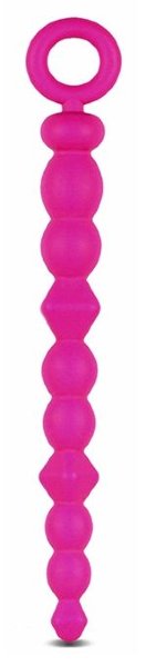Анальная цепочка-елочка SILICONE BEADS - 24,6 см, цвет: розовый