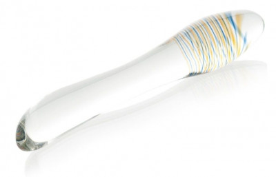 Стеклянный фаллоимитатор с двухцветным кончиком, цвет: прозрачный - 20 см