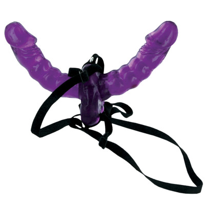 Страпон Pipedream Double Delight Strap-on с вагинальной пробкой, цвет: фиолетовый