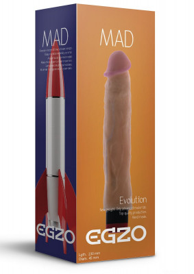 Вибратор EGZO Mad Rocket без мошонки - 23 см