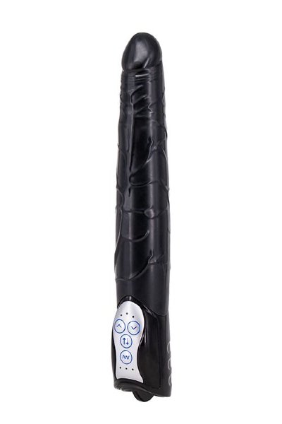 Вибромассажер Long John Realistic Thrusting Vibrator с функцией толкания - 20 см, цвет: черный