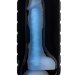 Фаллоимитатор, светящийся в темноте, Steve Glow - 20 см, цвет: прозрачно-синий
