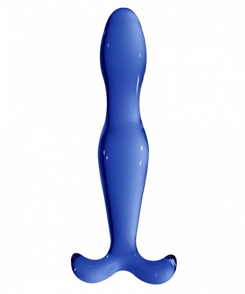 Стеклянный стимулятор Elegance - 18 см, цвет: синий