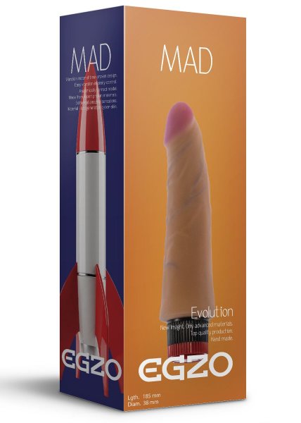 Вибратор EGZO Mad Rocket без мошонки - 18,5 см