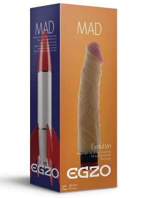 Вибратор EGZO Mad Rocket без мошонки - 20,5 см