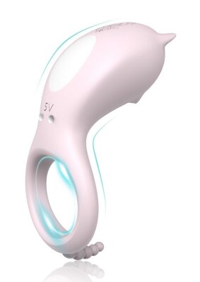 Эрекционное кольцо CORA с вибрацией, цвет: нежно-розовый