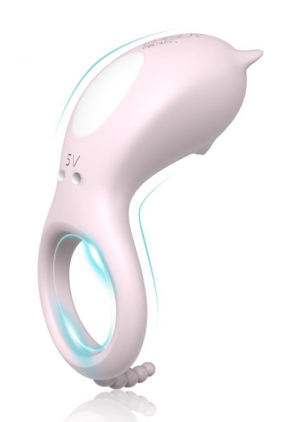 Эрекционное кольцо CORA с вибрацией, цвет: нежно-розовый