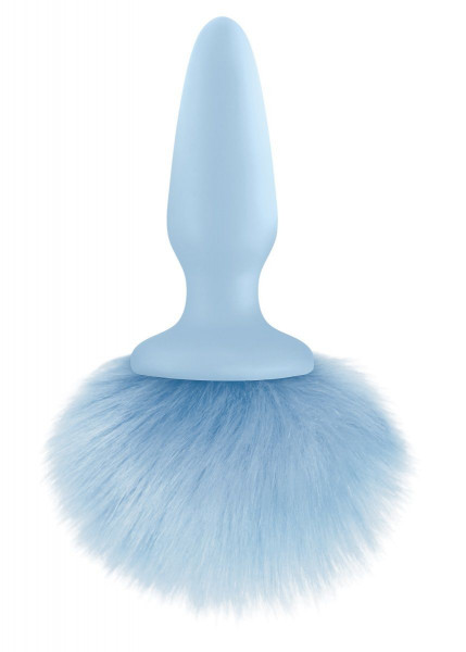 Анальная пробка Bunny Tails Blue с голубым хвостиком, цвет: голубой