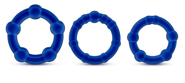 Набор из 3 эрекционных колец Stay Hard Beaded Cockrings, цвет: синий