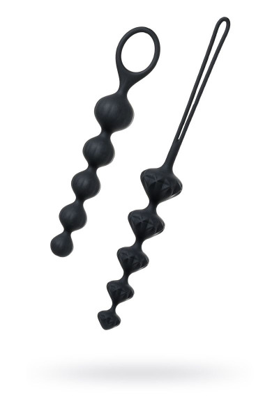 Набор из 2 анальных цепочек Satisfyer Beads, цвет: черный
