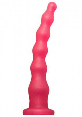 Удлиненный анальный стимулятор с шариками, цвет: розовый - 22 см
