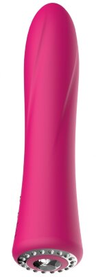 Классический вибромассажер Jewel - 19,5 см, цвет: розовый