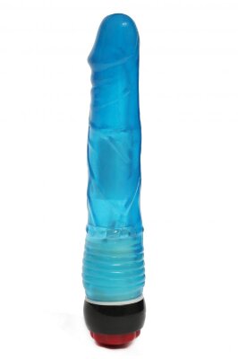 Вибратор-реалистик - 21,5 см, цвет: голубой