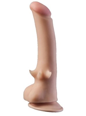Фаллоимитатор на присоске со стимулирующими усиками - 19 см, цвет: телесный