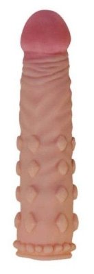 Насадка-фаллос Super-Realistic Penis - 18 см, цвет: телесный