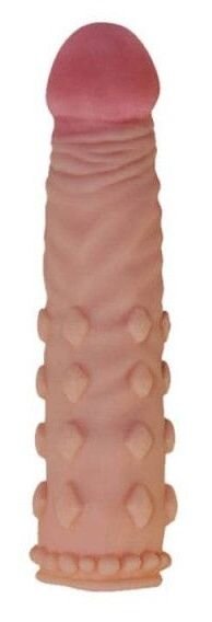 Насадка-фаллос Super-Realistic Penis - 18 см, цвет: телесный
