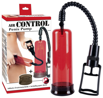 Вакуумная помпа Air Control Penis Pump, цвет: красный - 20 см
