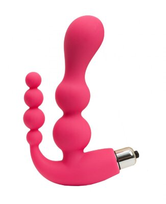 Анально-вагинальный вибромассажер - 17 см, цвет: розовый