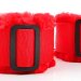 Меховые наручники на регулируемых черных пряжках, цвет: красный