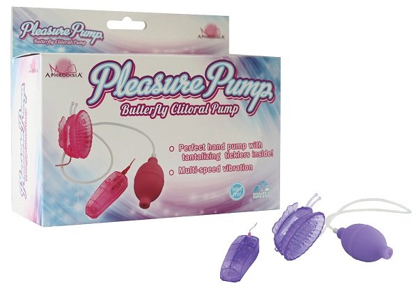 Помпа с вибрацией Pleasure Pump Butterfly Clitoral, цвет: фиолетовый