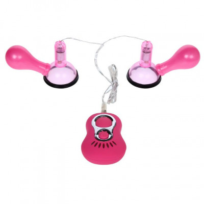 Присоски-вибромассажеры для сосков Baile Crazy Beauty Vibrating Nipple Sucker, цвет: розовый
