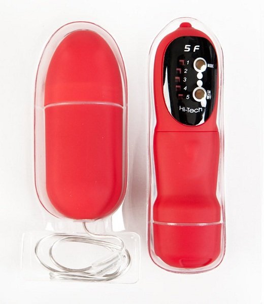 Мини-вибратор в форме яйца с пультом ДУ, цвет: красный