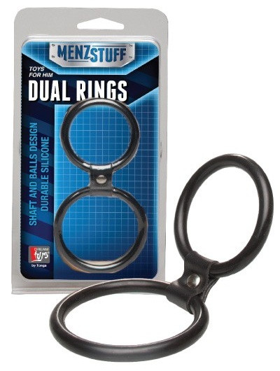 Двойное эрекционное кольцо Dual Rings Black, цвет: черный