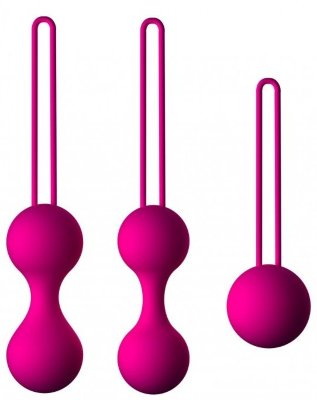 Набор из 3 вагинальных шариков Кегеля, цвет: розовый