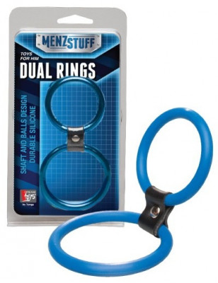 Двойное эрекционное кольцо Dual Rings Blue, цвет: синий