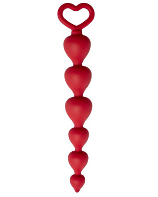 Анальная цепочка Heart Ray, цвет: бордовый - 17,5 см