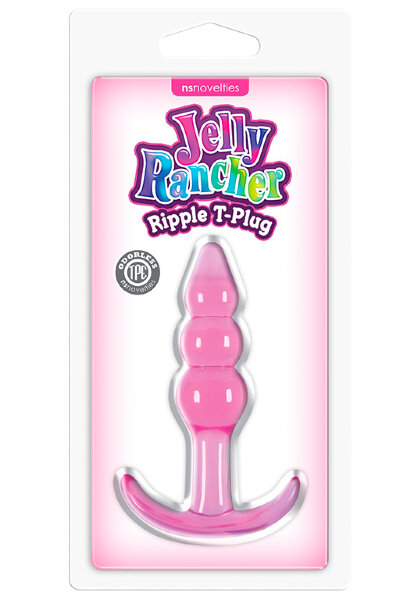 Анальная пробка Jelly Rancher T-Plug Ripple, цвет: розовый - 10,9 см